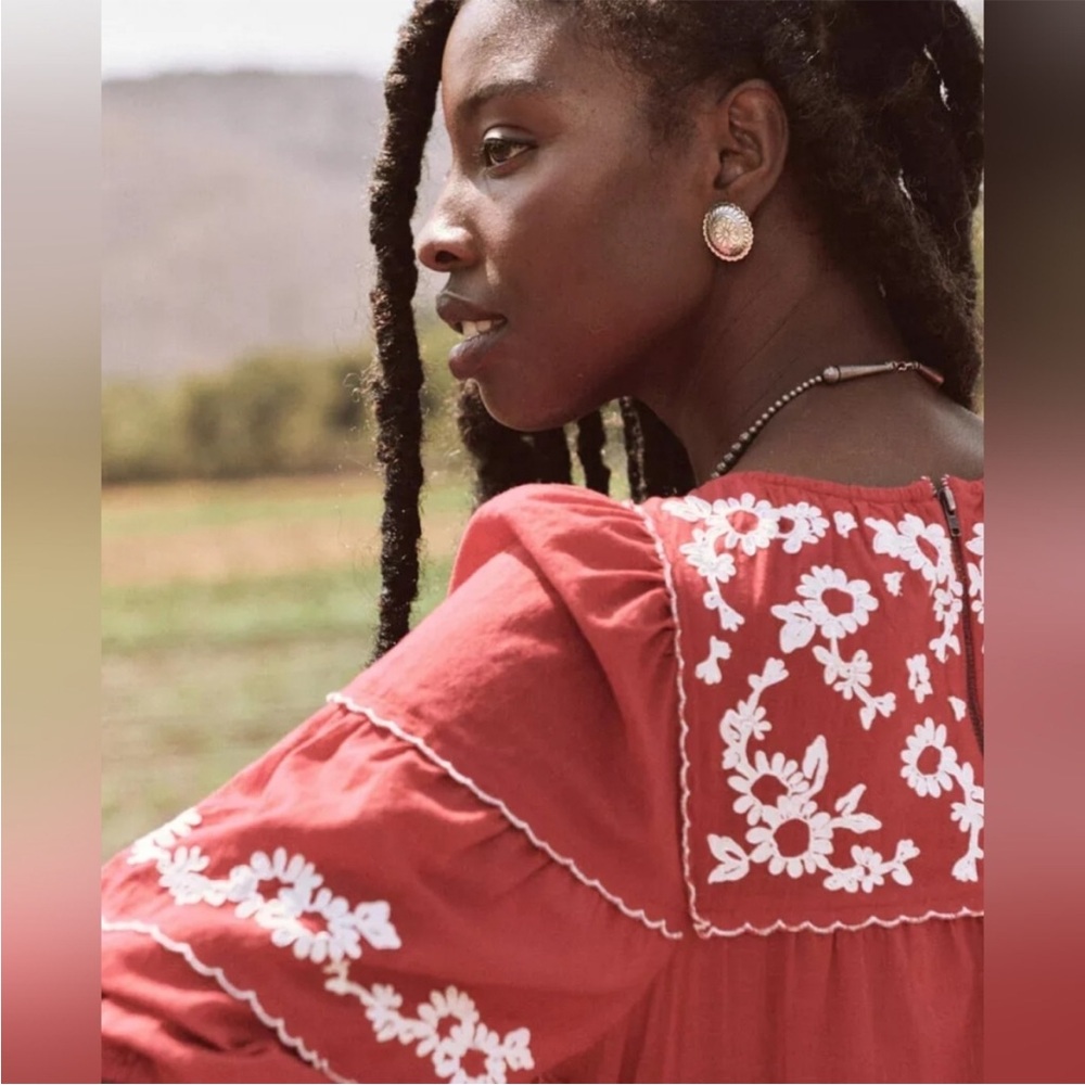 NWT The GREAT. Heirloom dress in Cherry Red - Picture 5 of 8